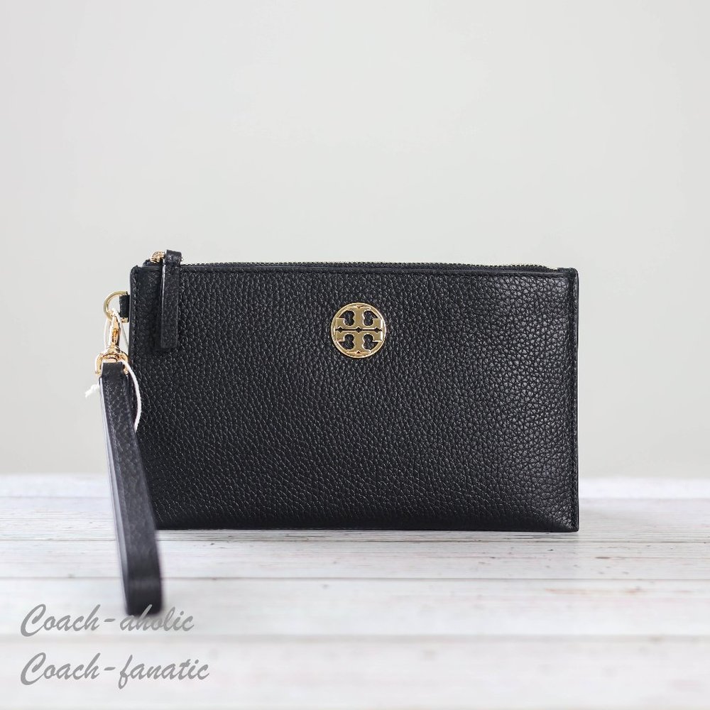 Tory Burch Black Pebbled Leather Wristlet